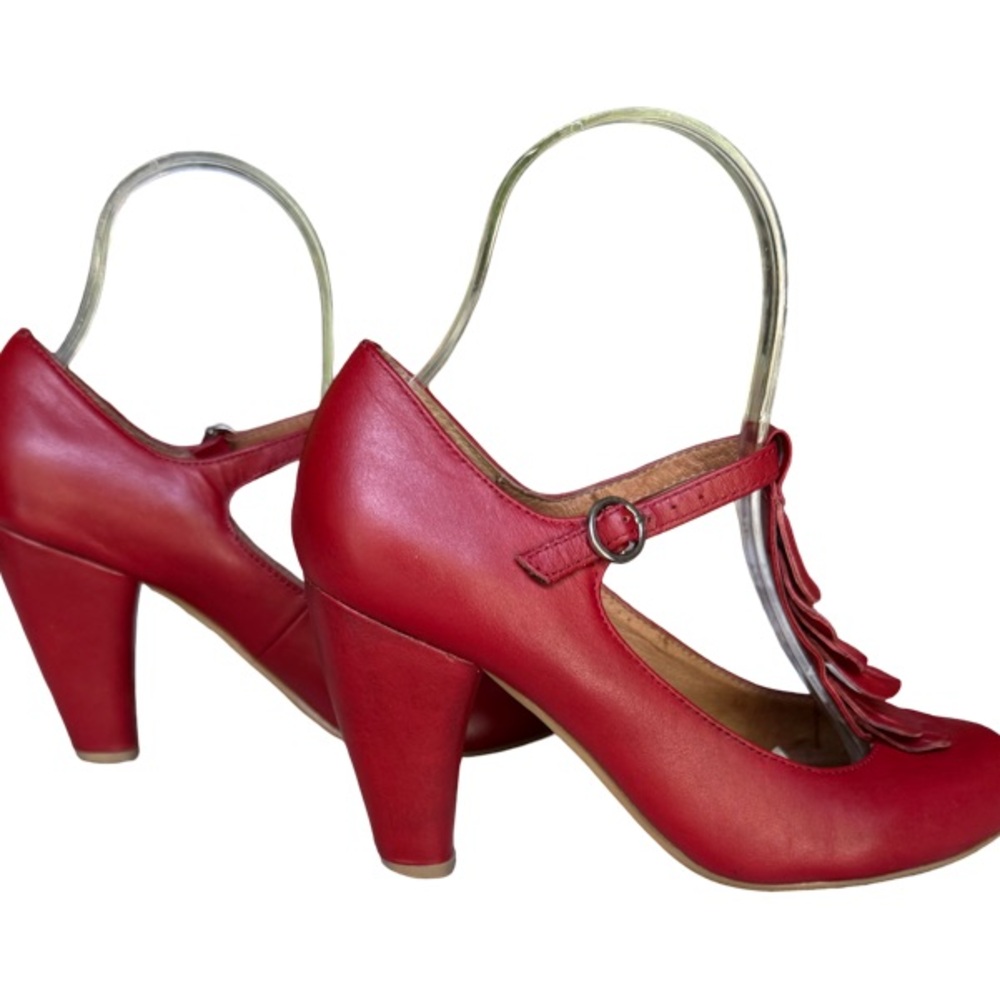 Aldo Red Leather Mary Jane’s Size 37 US 6.5 - Picture 3 of 11